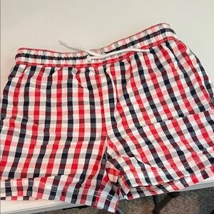 Janie and Jack Red and Blue Checkered swim Shorts